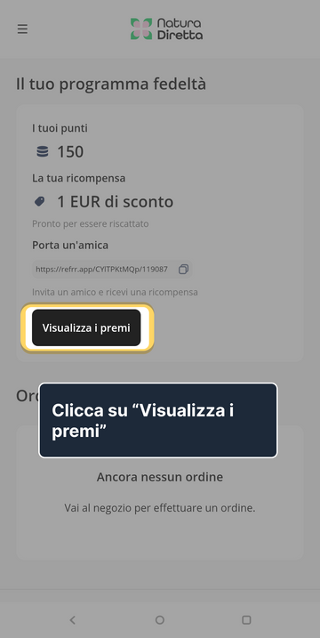 3. Clicca su "Visualizza i premi"