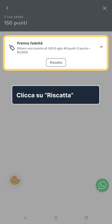 5. Seleziona "Premio fedeltà"
