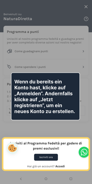 2. Logge dich ein