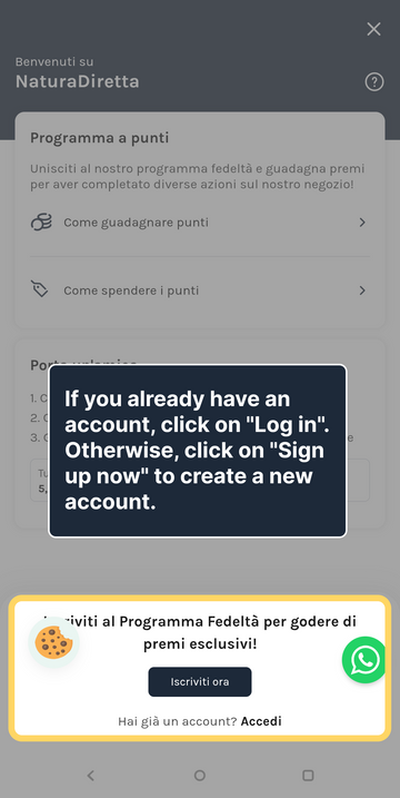 2. Log in