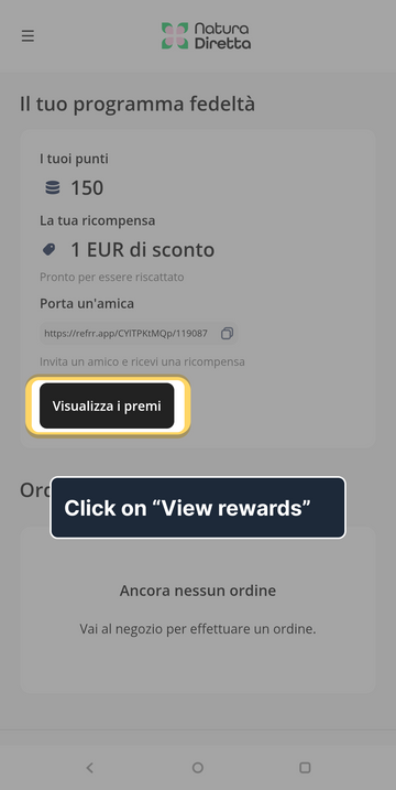 3. Click on “View rewards”