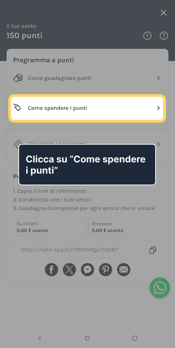 4. Vai a "Come spendere i punti"